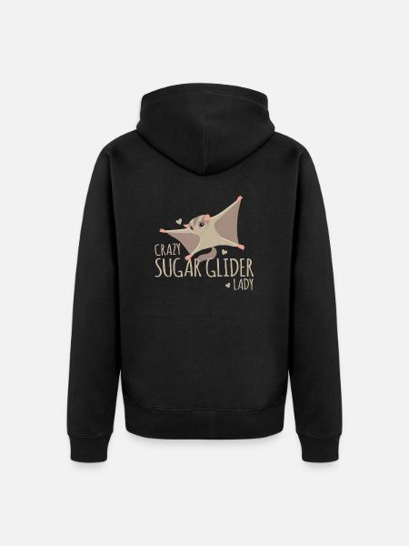 Crazy sugar glider lady! - Unisex Premium Organic Zip Hoodie - black