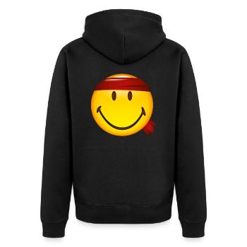 Smiley Glossy Fighter - Unisex Premium Organic Zip Hoodie - black - Back - Nico (187cm)