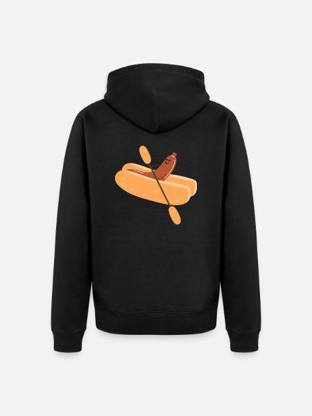 Bockwurst im Paddelboot - Unisex Premium Bio Zip Hoodie - Schwarz