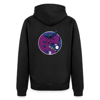 GIGGJOTT animierte Fledermäuse - Unisex Premium Bio Zip Hoodie - Schwarz - Hinten - Nico (187cm)