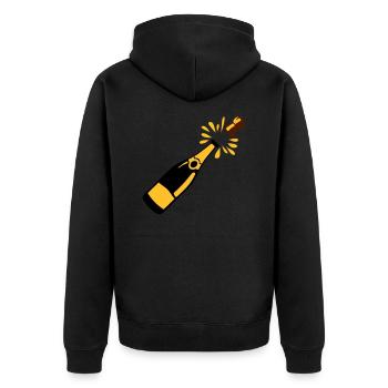 Flaschen-Alkohol-Verschluss springt - Unisex Premium Bio Zip Hoodie - Schwarz - Hinten - Nico (187cm)