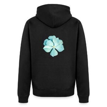 blaue Blume - Unisex Premium Bio Zip Hoodie - Schwarz - Hinten - Nico (187cm)