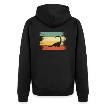 Dino - Unisex Premium Bio Zip Hoodie - Schwarz - Hinten - Nico (187cm)