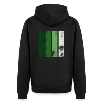 Retro Streifen Grün - Unisex Premium Bio Zip Hoodie - Schwarz - Hinten - Nico (187cm)