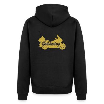 Goldwing Geschenk Geschenkidee - Unisex Premium Bio Zip Hoodie - Schwarz - Hinten - Nico (187cm)