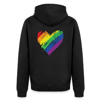 LGBT Arc-en-ciel Gay Coeur Homosexualité - Veste à capuche bio Premium Unisexe - noir - Dos - Nico (187cm)