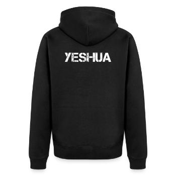 Yeshua Gift Saying Jewish Hanukkah - Unisex Premium Organic Zip Hoodie - black - Back - Nico (187cm)