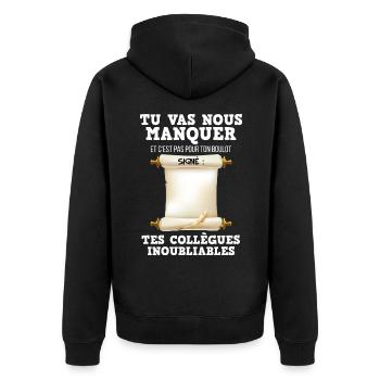Départ collègue humour fin de carrière ou départ - Veste à capuche bio Premium Unisexe - noir - Dos - Nico (187cm)