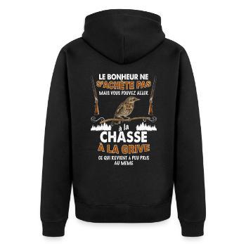 Chasse bonheur bonheur grive - Veste à capuche bio Premium Unisexe - noir - Dos - Nico (187cm)