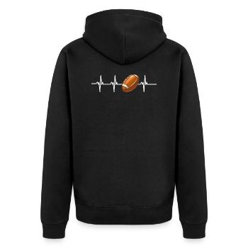 Rugby heartbeat - Unisex Premium Organic Zip Hoodie - black - Back - Nico (187cm)