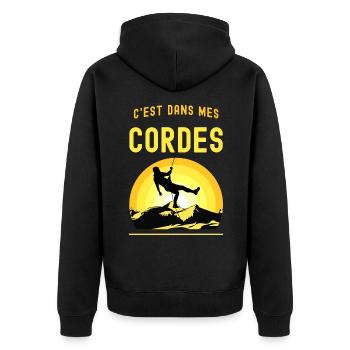 9 - t-shirt c'est dans mes cordes 5.png - Veste à capuche bio Premium Unisexe - noir - Dos - Nico (187cm)