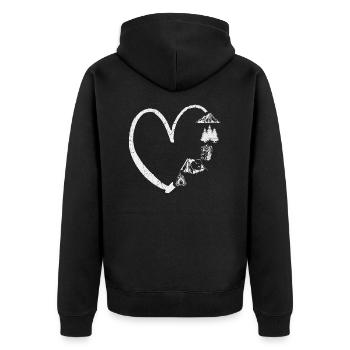 outdoor Berge Camping Wandern - Unisex Premium Bio Zip Hoodie - Schwarz - Hinten - Nico (187cm)