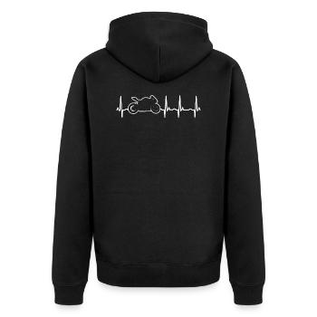 Motorcycle heartbeat biker EKG line - Unisex Premium Bio Zip Hoodie - Schwarz - Hinten - Nico (187cm)