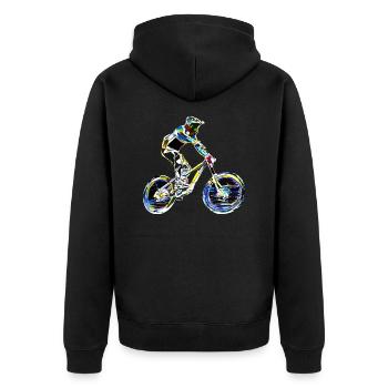 vtt mtb downhill - Veste à capuche bio Premium Unisexe - noir - Dos - Nico (187cm)