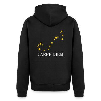Carpe Diem nutze den Tag Sternbild Skorpion Himmel - Unisex Premium Bio Zip Hoodie - Schwarz - Hinten - Nico (187cm)