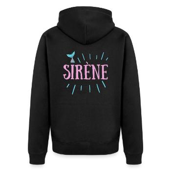 sirène petit logo - Veste à capuche bio Premium Unisexe - noir - Dos - Nico (187cm)