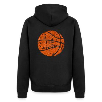 Basketball in Orange - Unisex Premium Bio Zip Hoodie - Schwarz - Hinten - Nico (187cm)