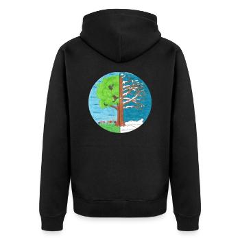 Sommer und Winter - Unisex Premium Bio Zip Hoodie - Schwarz - Hinten - Nico (187cm)