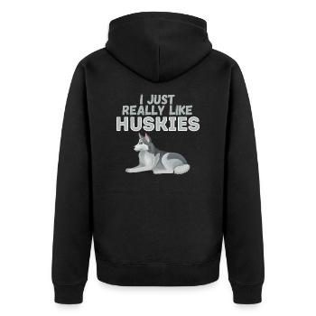 J’aime vraiment Huskies Dog Gift - Veste à capuche bio Premium Unisexe - noir - Dos - Nico (187cm)