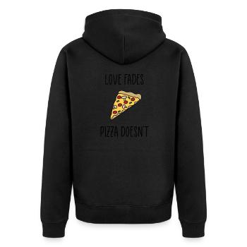 Liebe verblasst Pizza Zitat - Unisex Premium Bio Zip Hoodie - Schwarz - Hinten - Nico (187cm)