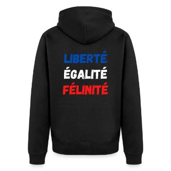 Liberté égalité félinité - Veste à capuche bio Premium Unisexe - noir - Dos - Nico (187cm)