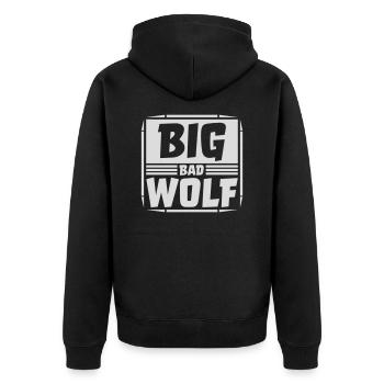big bad wolf quote - Unisex Premium Organic Zip Hoodie - black - Back - Nico (187cm)