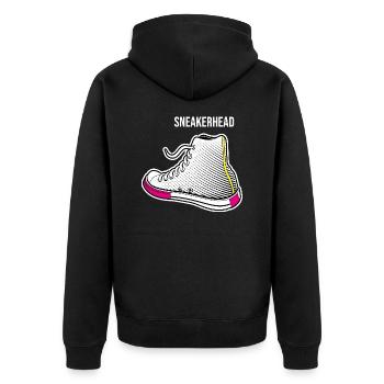 Sneakhead - Unisex Premium Bio Zip Hoodie - Schwarz - Hinten - Nico (187cm)
