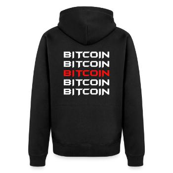 Bitcoin Trading Crypto Aktien - Unisex Premium Bio Zip Hoodie - Schwarz - Hinten - Nico (187cm)