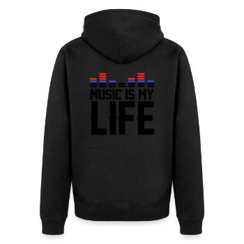 Music is my Life - Unisex Premium Organic Zip Hoodie - black - Back - Nico (187cm)