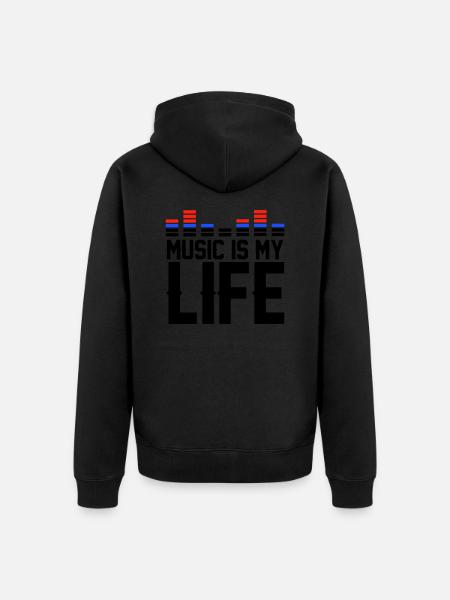 Music is my Life - Unisex Premium Organic Zip Hoodie - black