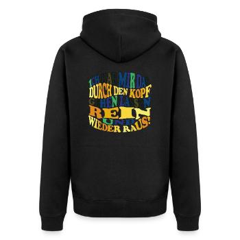 witziges Nicht-Nachdenken-Design / lustige Sprüche - Unisex Premium Bio Zip Hoodie - Schwarz - Hinten - Nico (187cm)