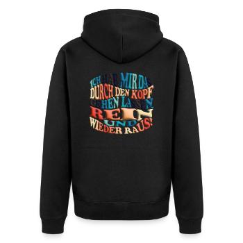witziges Nicht-Nachdenken-Design / lustige Sprüche - Unisex Premium Bio Zip Hoodie - Schwarz - Hinten - Nico (187cm)