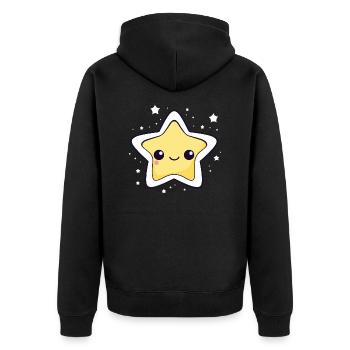 Der Stern Kawaii - Unisex Premium Bio Zip Hoodie - Schwarz - Hinten - Nico (187cm)