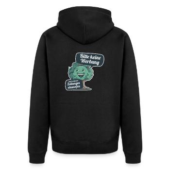 Bitte keine Werbung und kostenlosen Zeitungen - Unisex Premium Bio Zip Hoodie - Schwarz - Hinten - Nico (187cm)