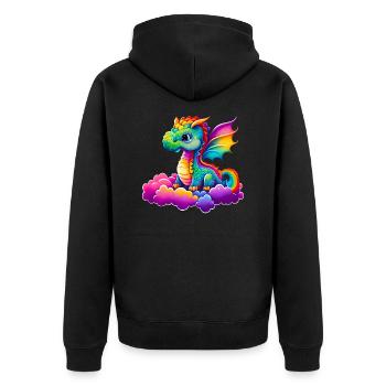 Süßer kleiner Drache - Unisex Premium Bio Zip Hoodie - Schwarz - Hinten - Nico (187cm)