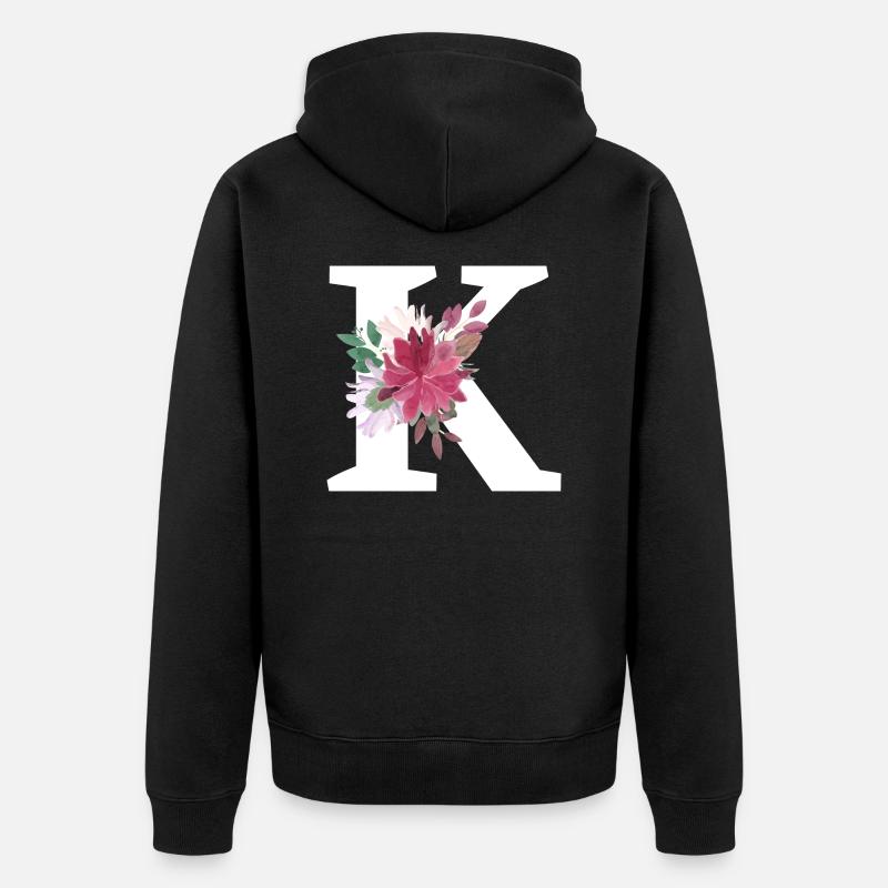Lettre k floral - Veste à capuche bio Premium Unisexe - noir