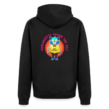 Curiosity Feeds the Cat - Unisex Premium Organic Zip Hoodie - black - Back - Nico (187cm)
