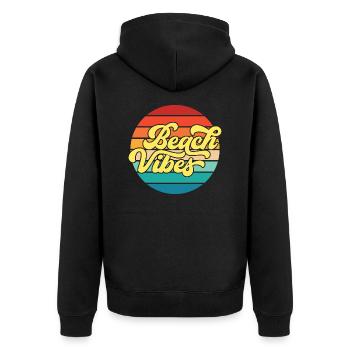 Retro Styled Summer Beach Vibes Design - Unisex Premium Organic Zip Hoodie - black - Back - Nico (187cm)