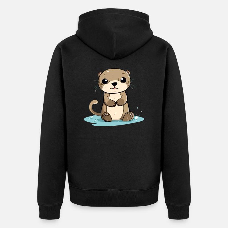 Kooko der Otter - Unisex Premium Bio Zip Hoodie - Schwarz