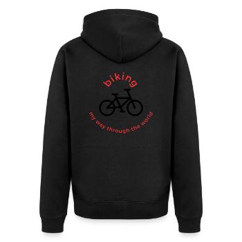 Biking - Unisex Premium Bio Zip Hoodie - Schwarz - Hinten - Nico (187cm)