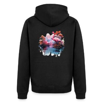 Flamingos pink birds nature design - Unisex Premium Organic Zip Hoodie - black - Back - Nico (187cm)