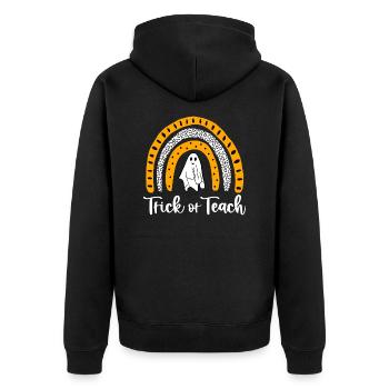 Trick Or Teach Regenbogen Geist - Unisex Premium Bio Zip Hoodie - Schwarz - Hinten - Nico (187cm)