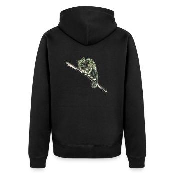chamäleon - Unisex Premium Bio Zip Hoodie - Schwarz - Hinten - Nico (187cm)