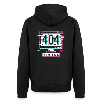 Fehler 404: Wortspiel nicht gefunden - Unisex Premium Bio Zip Hoodie - Schwarz - Hinten - Nico (187cm)