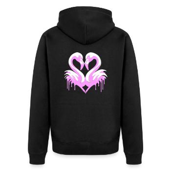 Flamants roses coeur | Cœur de flamant rose - Veste à capuche bio Premium Unisexe - noir - Dos - Nico (187cm)