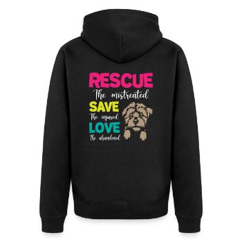 Rescue Save Love Dogs - Unisex Premium Bio Zip Hoodie - Schwarz - Hinten - Nico (187cm)