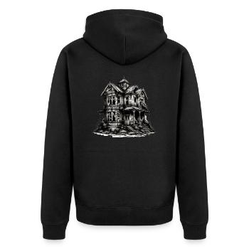 Desolate Urbex House - Eine Geschichte der Dekadenz u - Unisex Premium Bio Zip Hoodie - Schwarz - Hinten - Nico (187cm)
