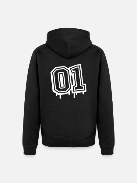 01 eins nummer - Unisex Premium Bio Zip Hoodie - Schwarz