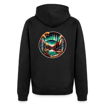 Nordic Wilderness & Northern Lights - Vikings - Unisex Premium Organic Zip Hoodie - black - Back - Nico (187cm)