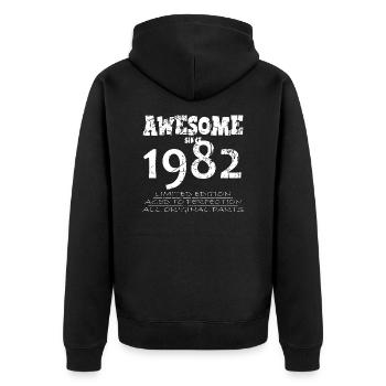 1982 - Legendary 42nd Anniversary - Unisex Premium Organic Zip Hoodie - black - Back - Nico (187cm)